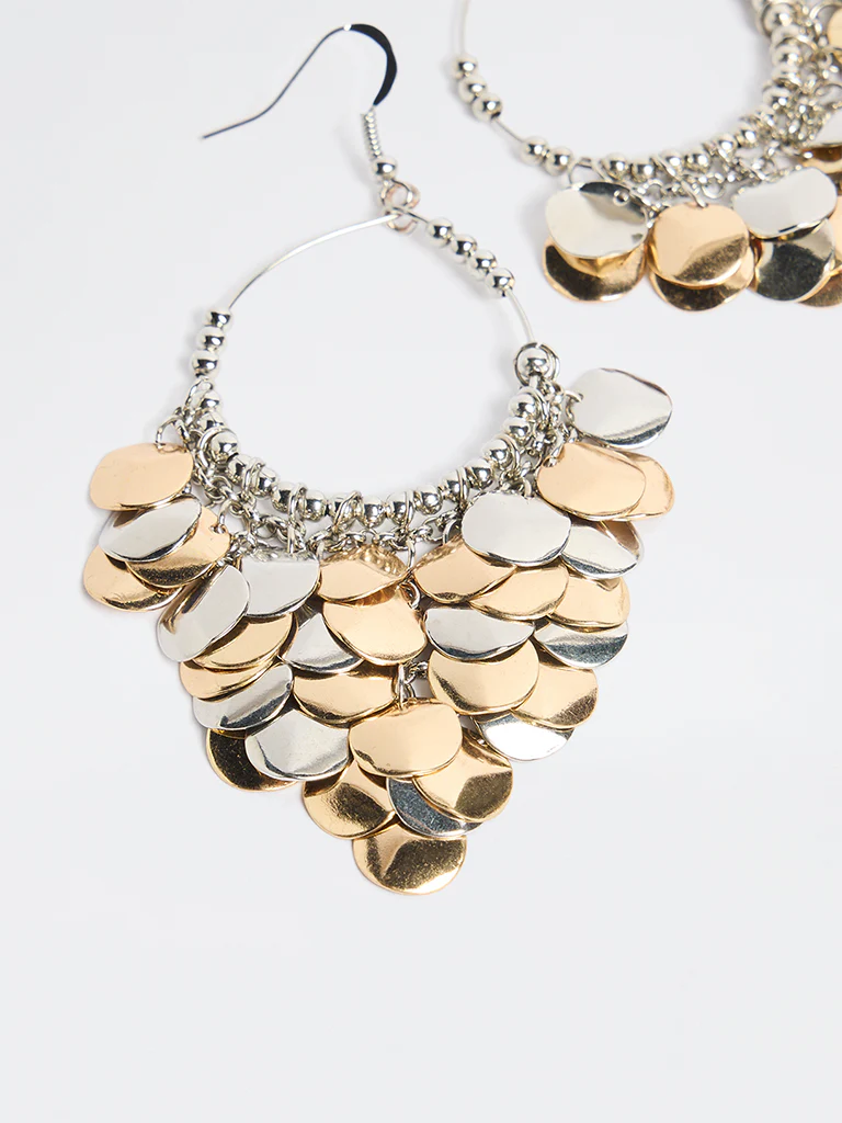 Westside Accessories Dual Toned Disc Statement Earrings - Image 3