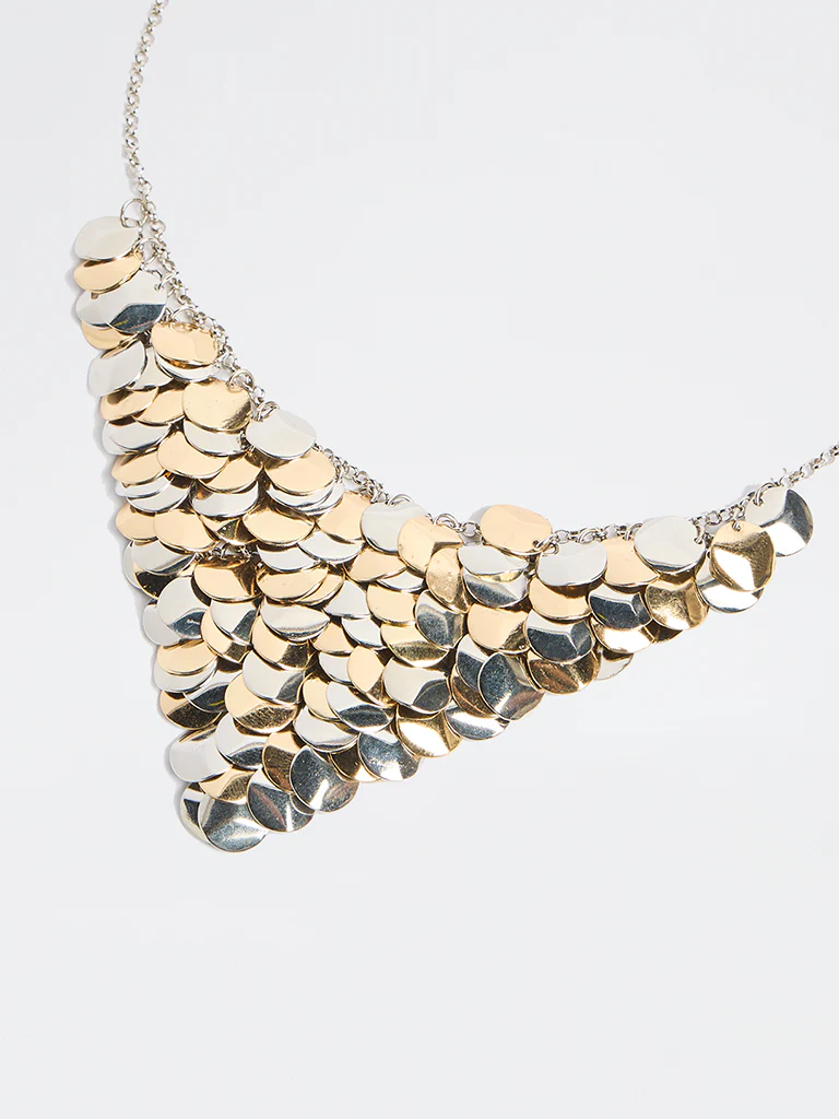 Westside Accessories Dual Toned Disc Statement Necklace - Image 3