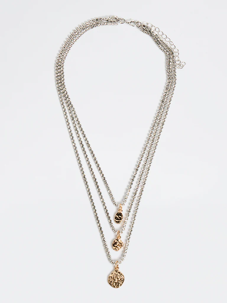 Westside Accessories Gold and Silver 3 Layer Statement Necklace