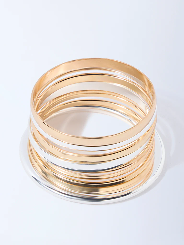 Westside Accessories Gold and Silver Bangles - Pack of 6 - Image 2