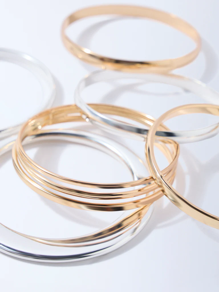Westside Accessories Gold and Silver Bangles - Pack of 6 - Image 3