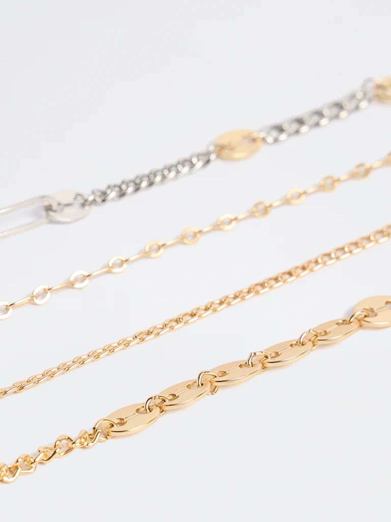 Westside Accessories Gold and Silver Chain Bracelets - Pack of 4 - Image 3