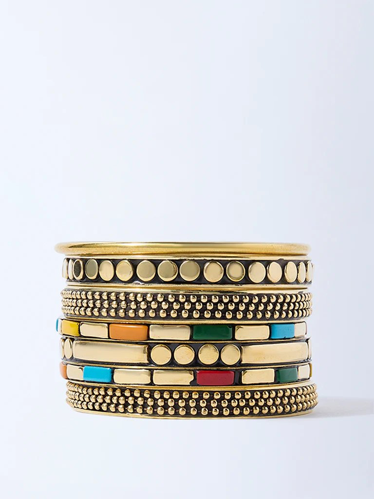 Westside Accessories Gold Assorted Bangles - Pack of 7
