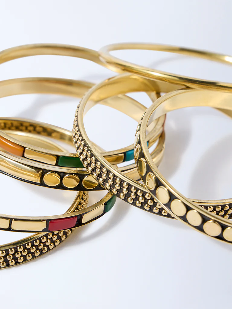 Westside Accessories Gold Assorted Bangles - Pack of 7 - Image 3