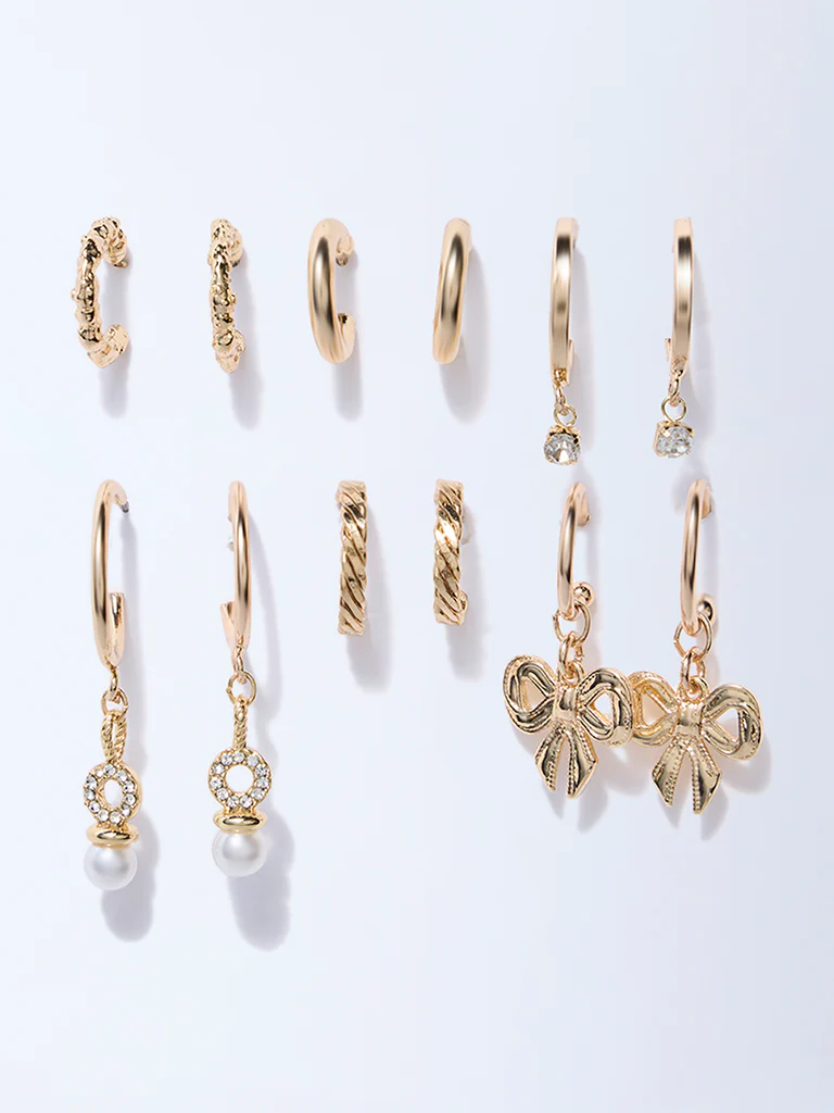 Westside Accessories Gold Assorted Hoop Earrings - Pack of 6