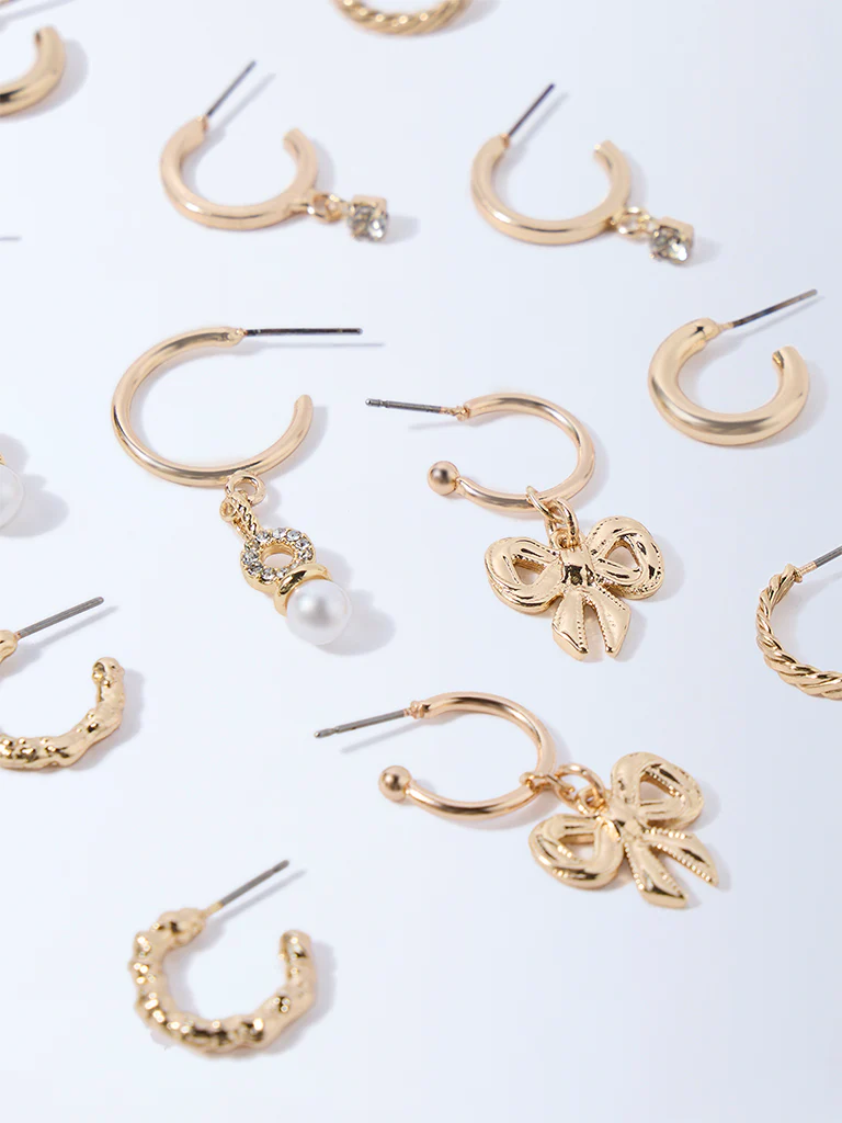 Westside Accessories Gold Assorted Hoop Earrings - Pack of 6 - Image 3