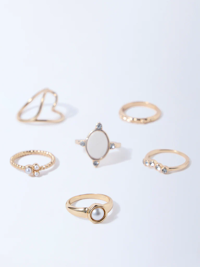Westside Accessories Gold Assorted Rings - Pack of 6 - Image 3