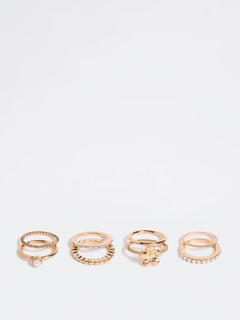 Westside Accessories Gold Assorted Rings (Pack of 8) - Image 2