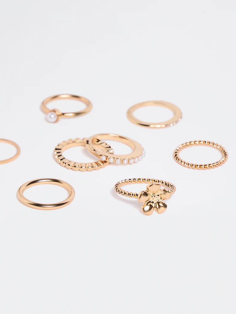 Westside Accessories Gold Assorted Rings (Pack of 8) - Image 3