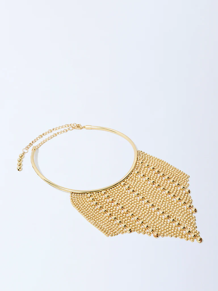 Westside Accessories Gold Beaded Statement Collar Necklace - Image 2