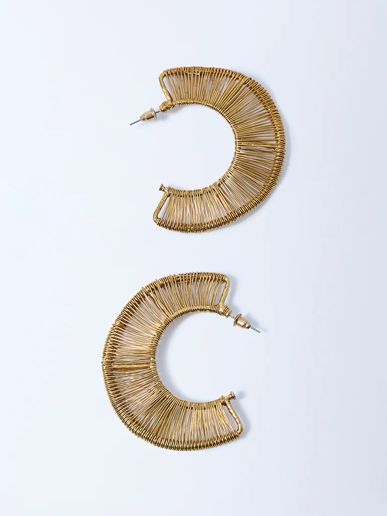 Westside Accessories Gold Brass Wavy Earrings - Image 2