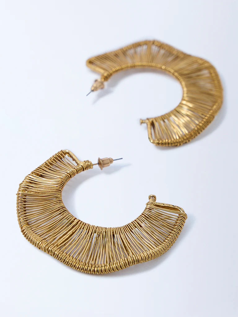 Westside Accessories Gold Brass Wavy Earrings - Image 3