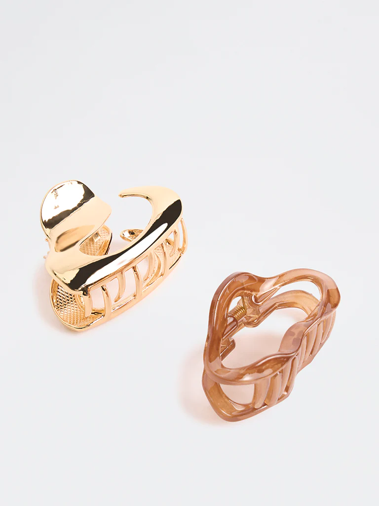 Westside Accessories Gold & Brown Claw Clips - Pack of 2 - Image 2