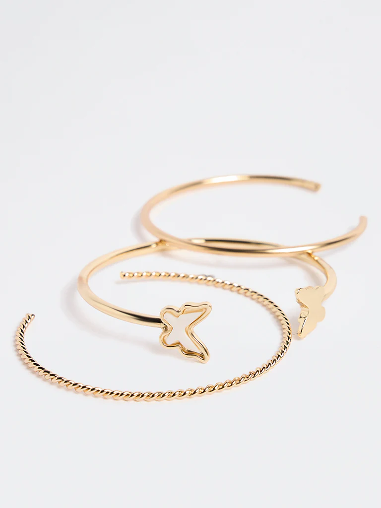 Westside Accessories Gold Butterfly Bracelets - Pack of 3 - Image 3