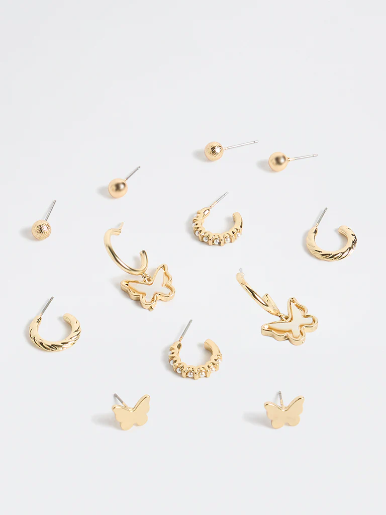 Westside Accessories Gold Butterfly Earrings - Pack of 6 - Image 2