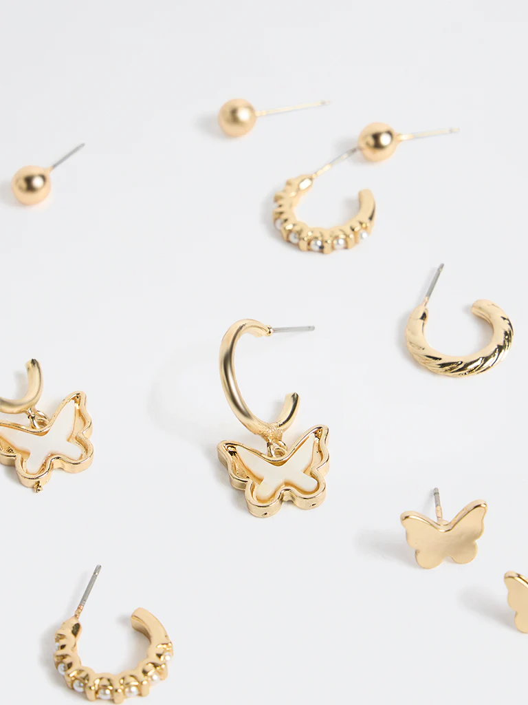 Westside Accessories Gold Butterfly Earrings - Pack of 6 - Image 3