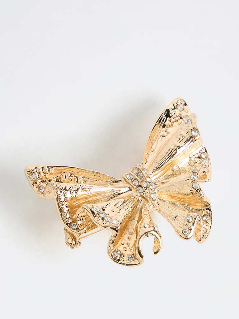Westside Accessories Gold Butterfly Embellished Brooch - Image 2