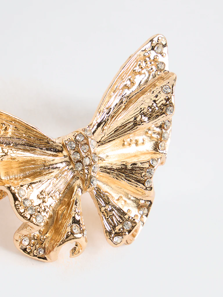 Westside Accessories Gold Butterfly Embellished Brooch - Image 3