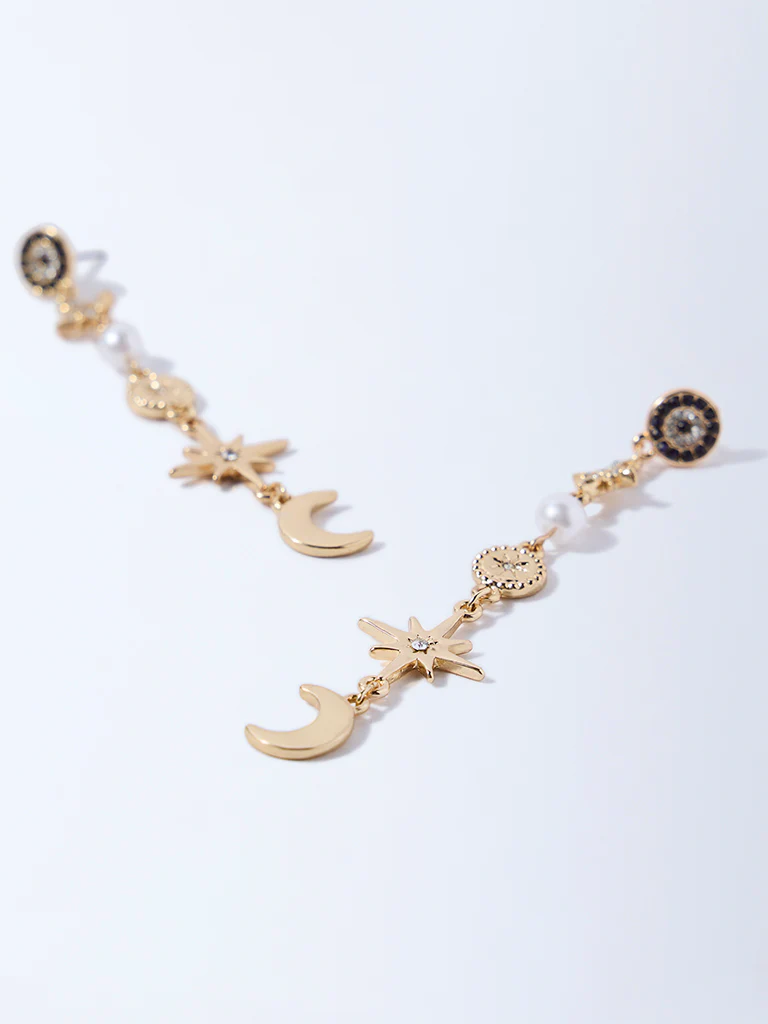 Westside Accessories Gold Celestial Long Earrings - Image 3