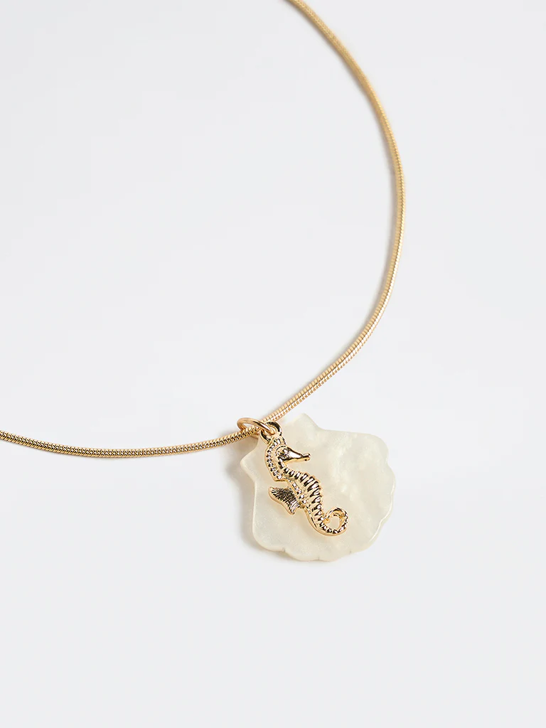 Westside Accessories Gold Chain Necklace with Seahorse Pendant - Image 3