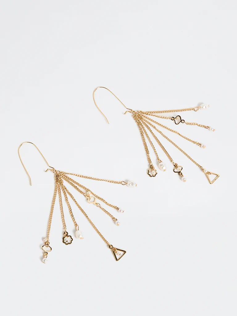Westside Accessories Gold Chain Tassel Earrings - Image 2