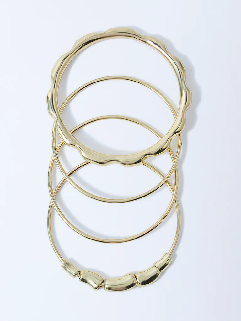 Westside Accessories Gold Chunky Bangles - Pack of 3 - Image 2