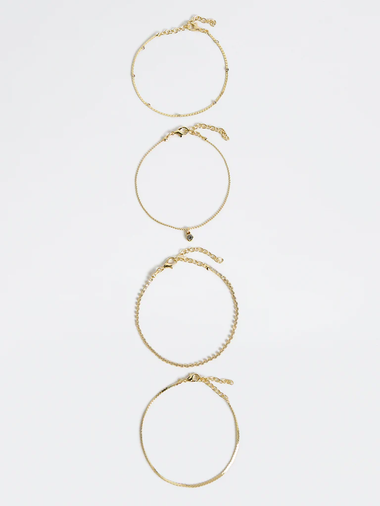 Westside Accessories Gold Dainty Chain Bracelets - Pack of 4