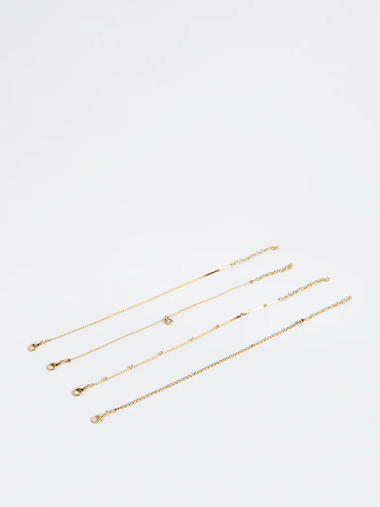 Westside Accessories Gold Dainty Chain Bracelets - Pack of 4 - Image 2