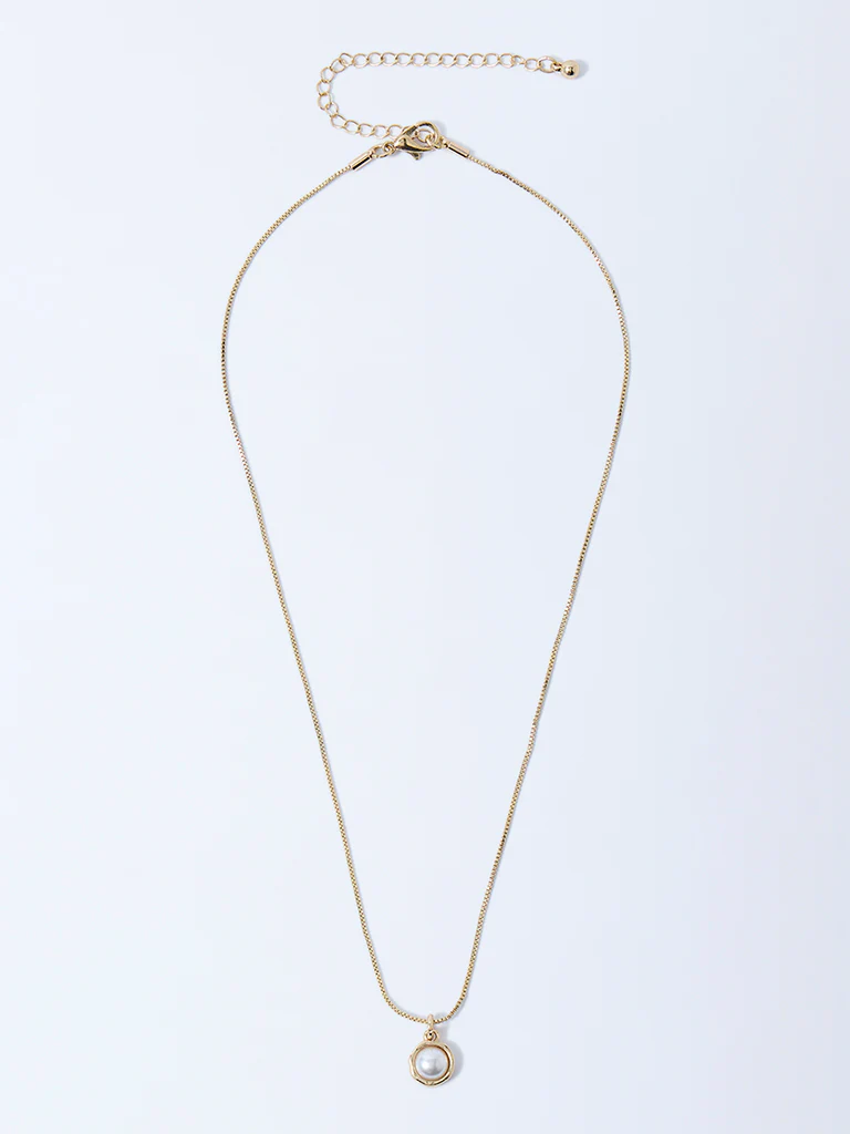 Westside Accessories Gold Dainty Pearl Charm Necklace