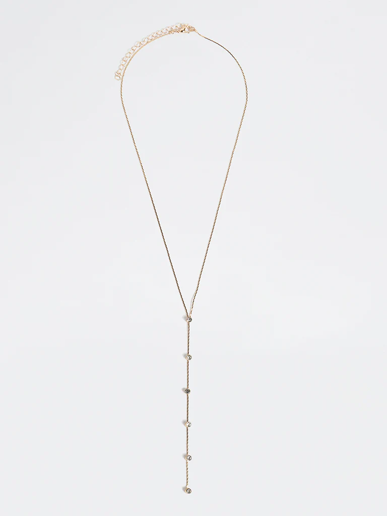 Westside Accessories Gold Diamante Y-Chain Necklace