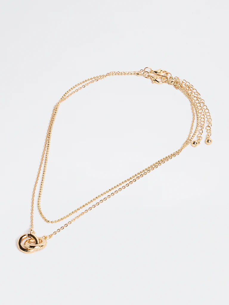 Westside Accessories Gold Dual Circle Pendant Necklace - Pack of 2 - Image 2
