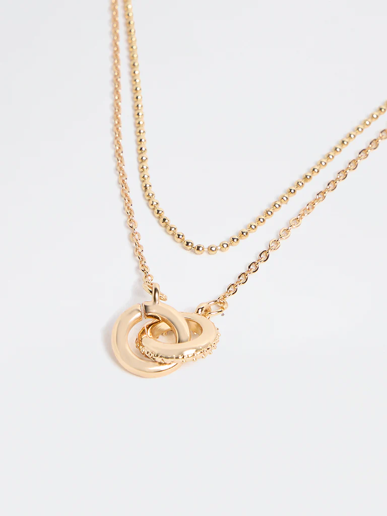 Westside Accessories Gold Dual Circle Pendant Necklace - Pack of 2 - Image 3