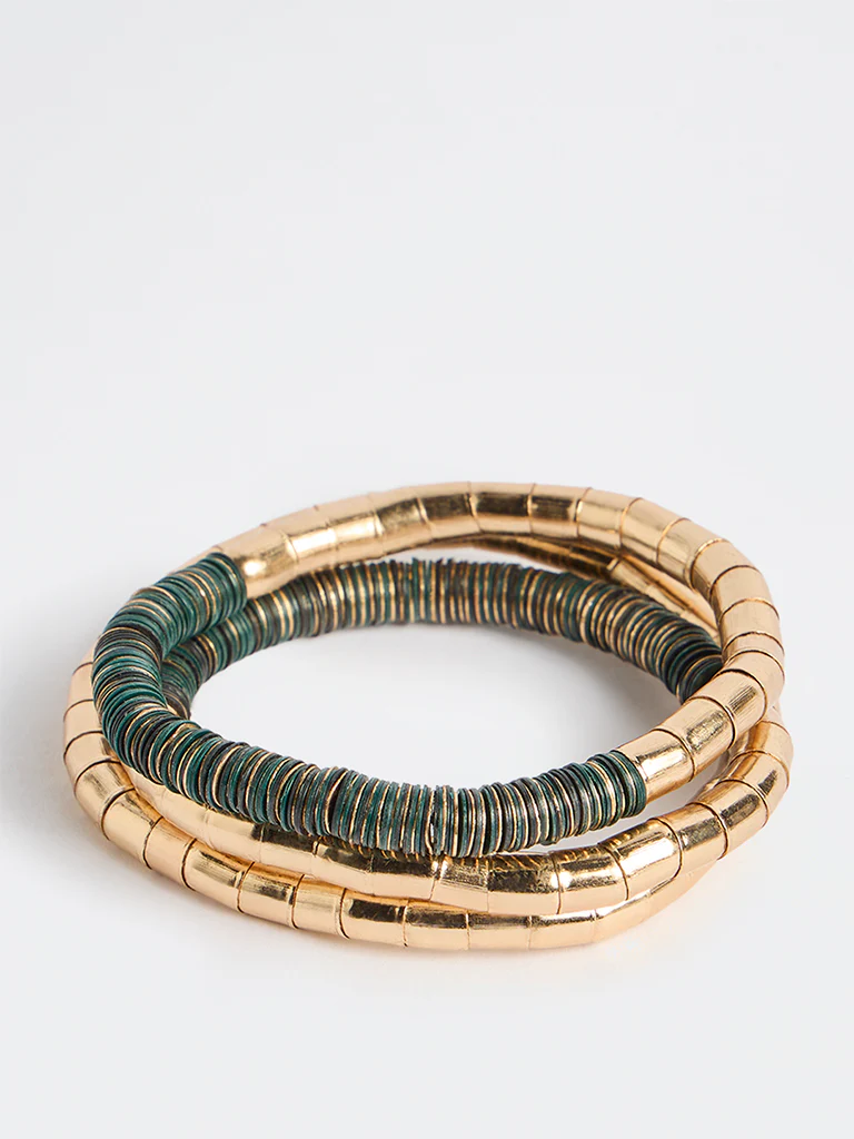 Westside Accessories Gold Elastic Bracelets - Pack of 3 - Image 2