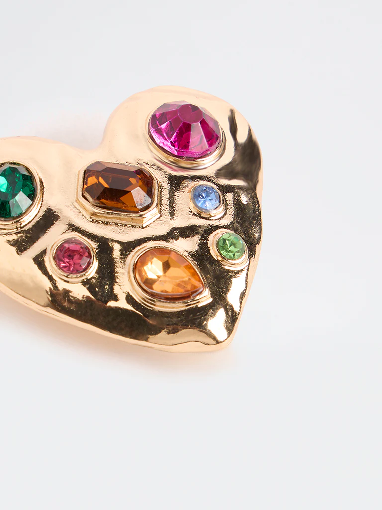 Westside Accessories Gold Embellished Heart Brooch - Image 3