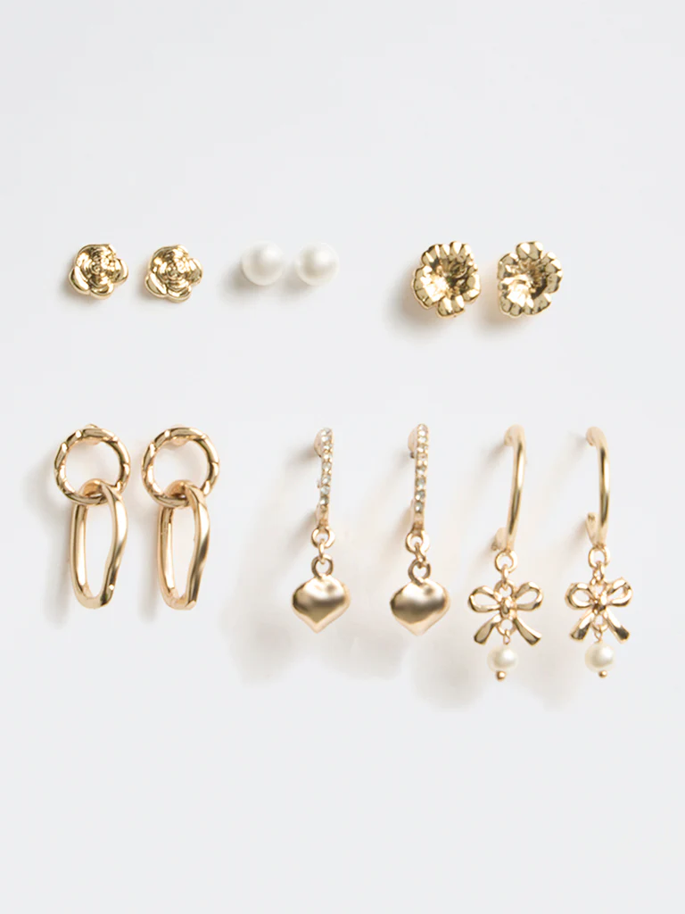 Westside Accessories Gold Fancy Earrings - Pack of 6