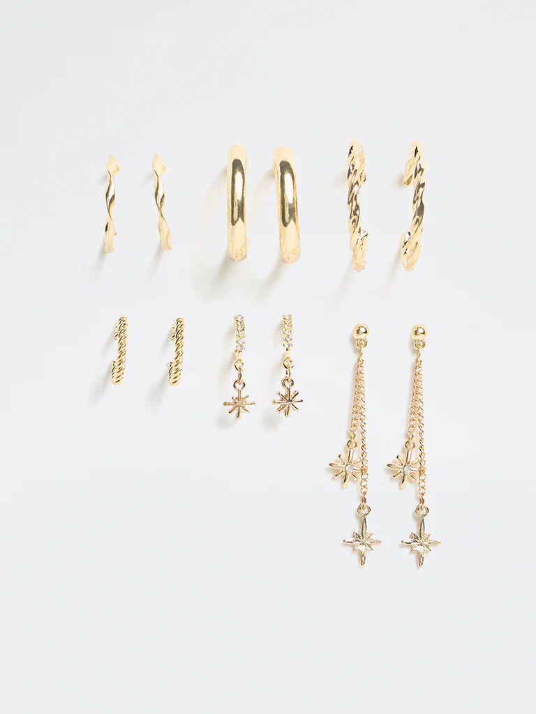 Westside Accessories Gold Fashion Hoop Earrings - Pack of 6