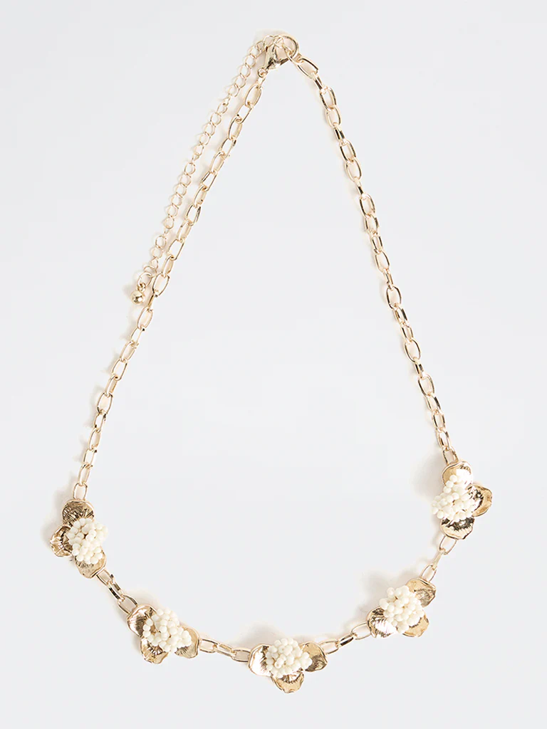 Westside Accessories Gold Floral Beaded Statement Necklace