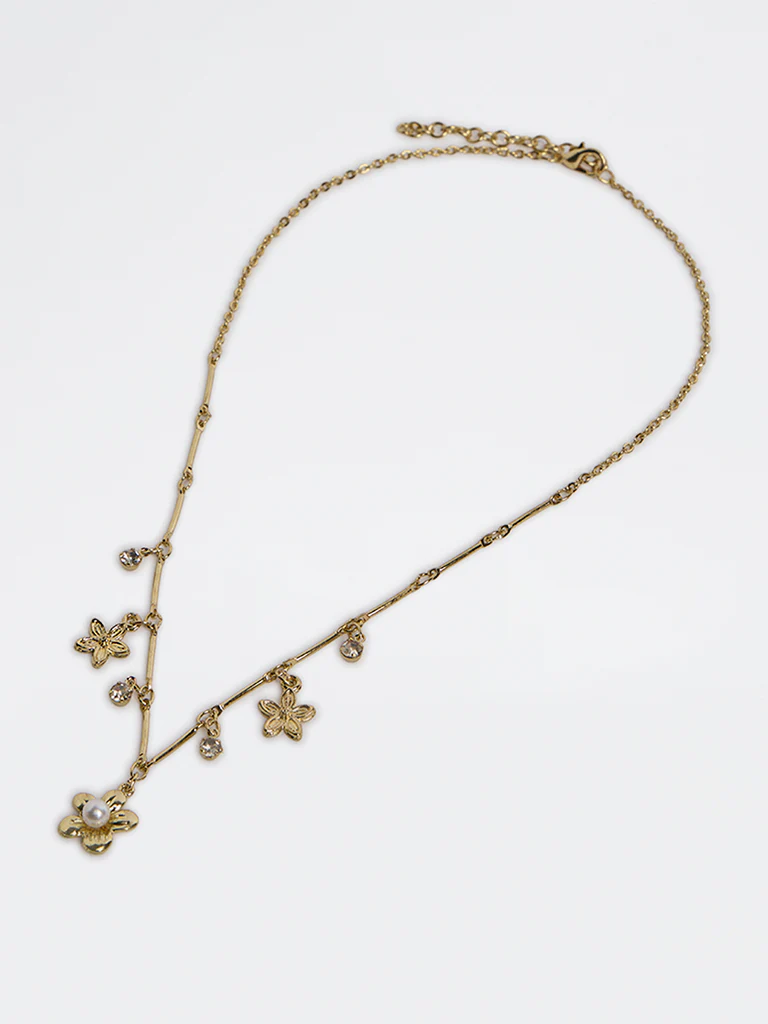 Westside Accessories Gold Floral Charm Necklace - Image 2