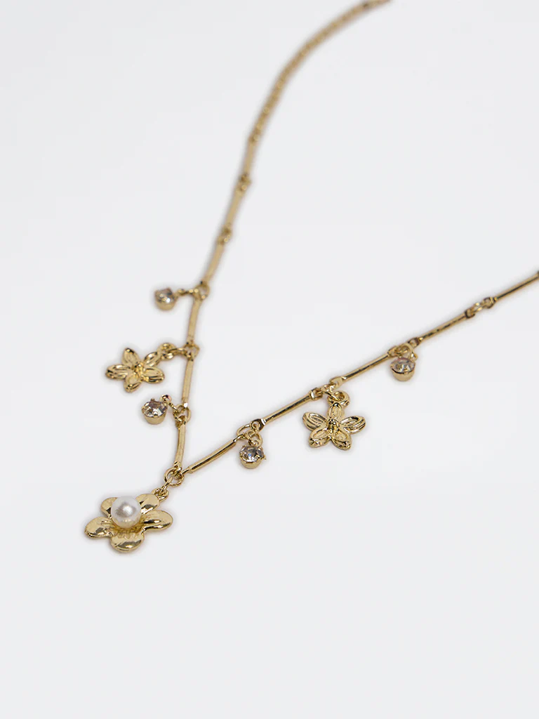 Westside Accessories Gold Floral Charm Necklace - Image 3