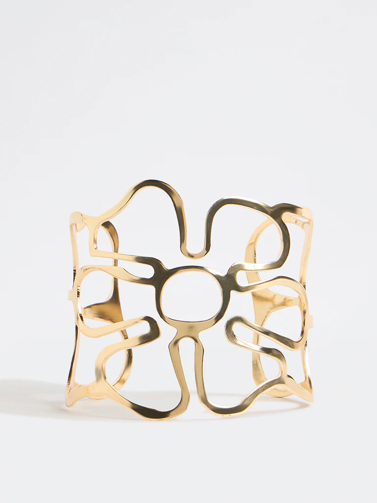 Westside Accessories Gold Floral Cutwork Cuff Bracelet
