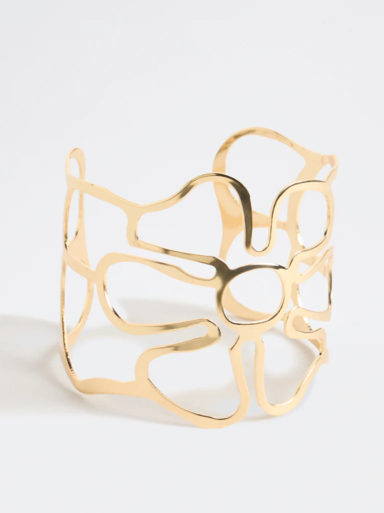 Westside Accessories Gold Floral Cutwork Cuff Bracelet - Image 2