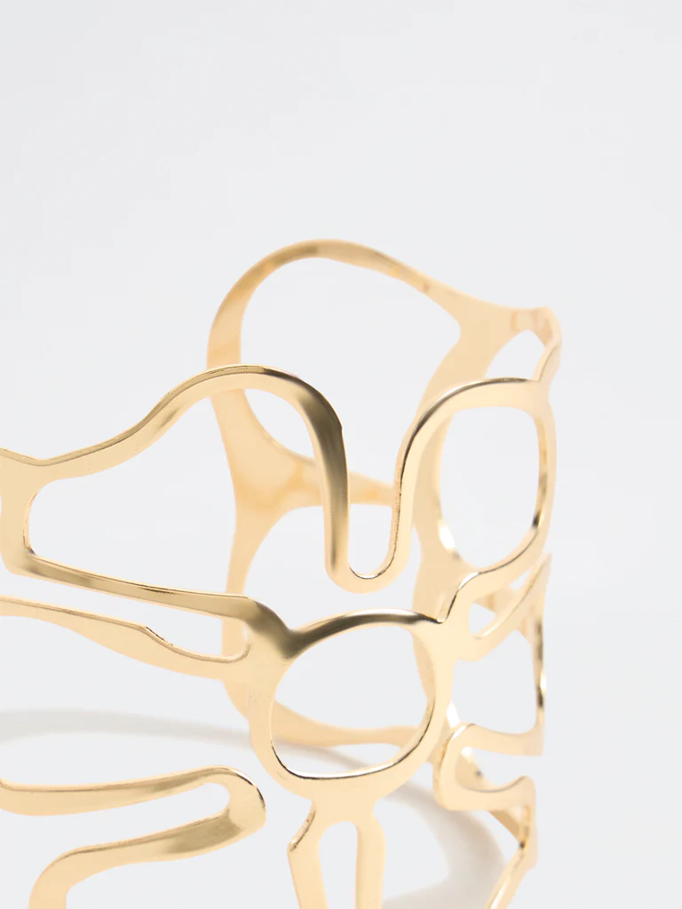 Westside Accessories Gold Floral Cutwork Cuff Bracelet - Image 3