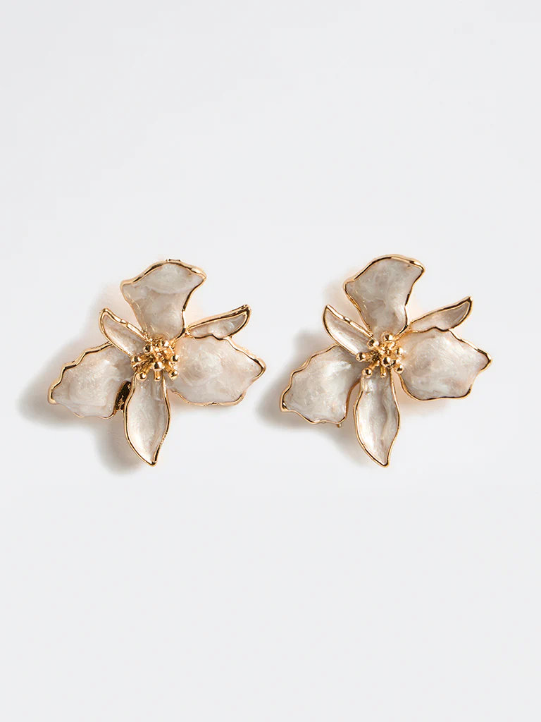 Westside Accessories Gold Floral Enamel Earrings