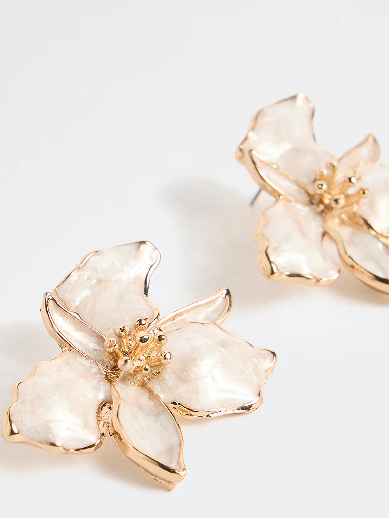 Westside Accessories Gold Floral Enamel Earrings - Image 3