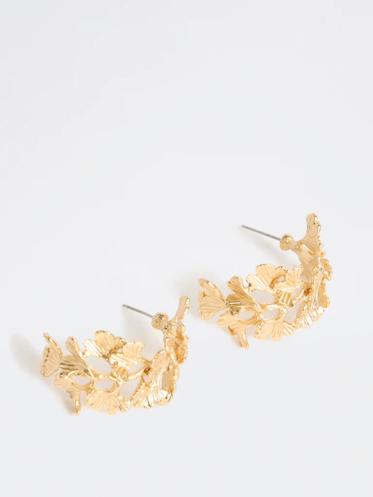 Westside Accessories Gold Floral Hoop Earrings - Image 2
