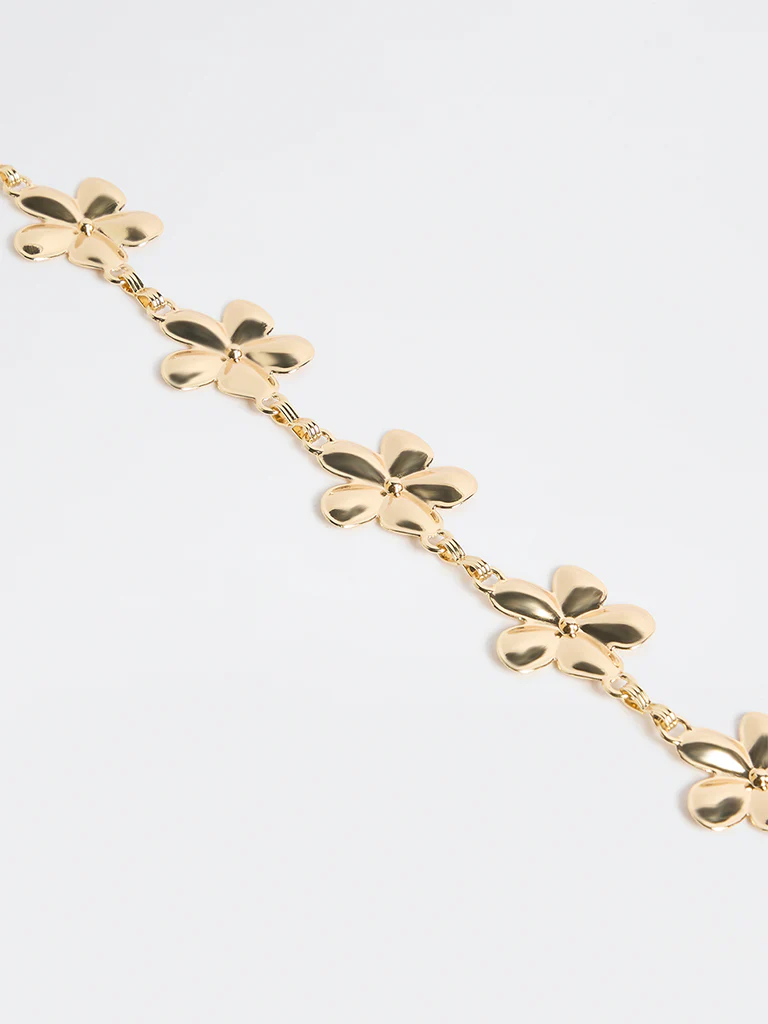 Westside Accessories Gold Floral Metal Link Belt - Image 3