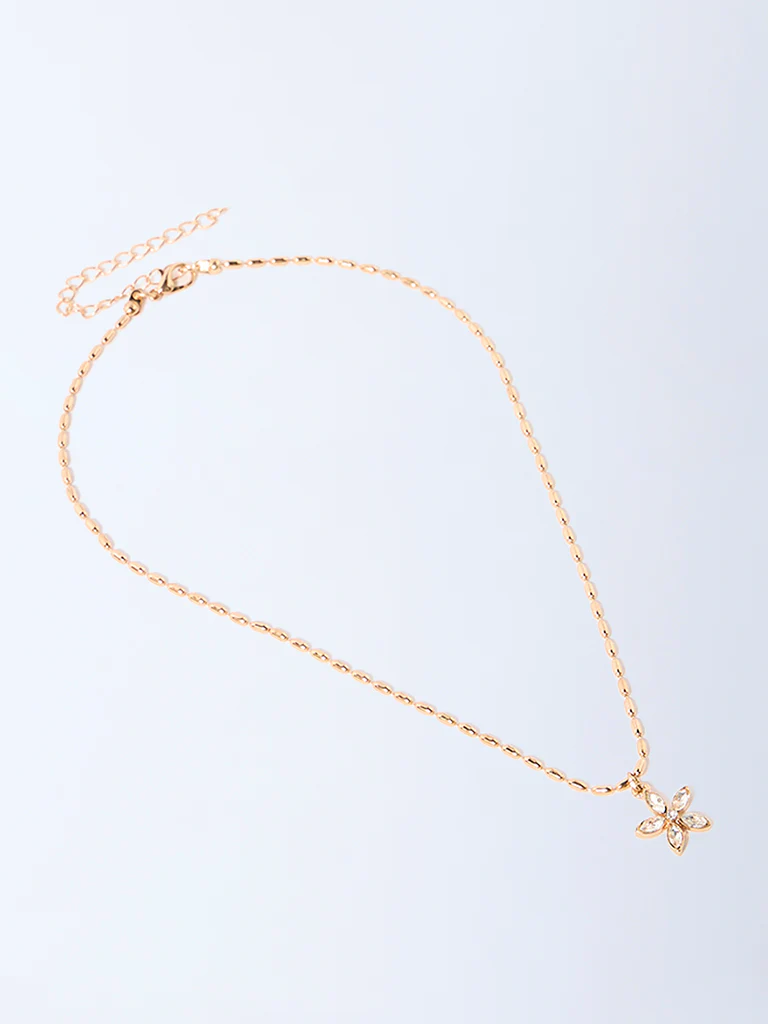 Westside Accessories Gold Floral Pendant Chain Necklace - Image 2