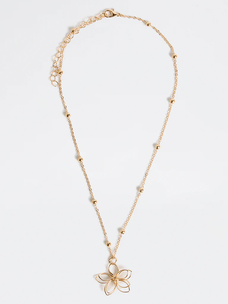 Westside Accessories Gold Floral Pendant Necklace