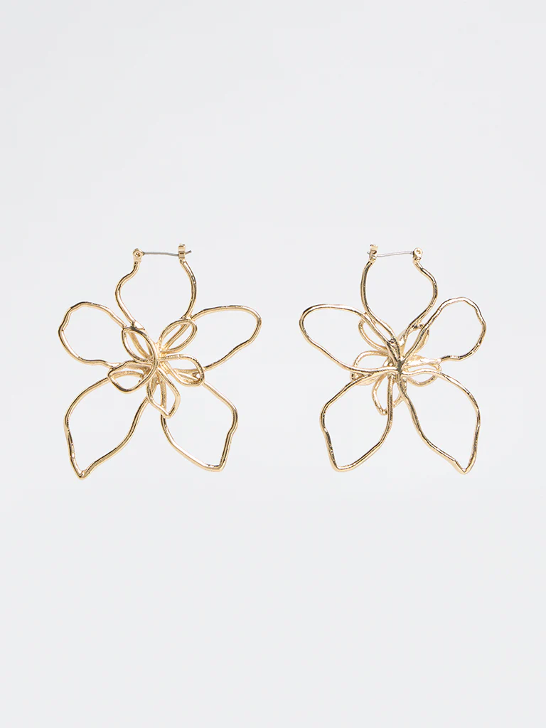 Westside Accessories Gold Floral Statement Earrings