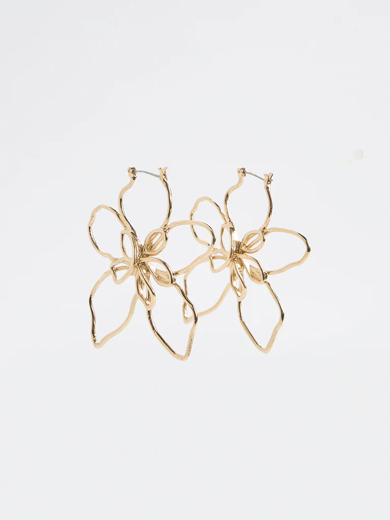 Westside Accessories Gold Floral Statement Earrings - Image 2